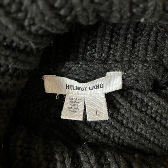 Helmut Lang Womens Black Alpaca Blend Oversized Turtleneck Lightweight Sweater - Picture 8 of 9